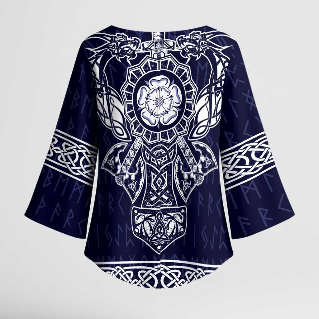 Vikings from Yorkshire Kimono Sleeve Blouse Blue Spirit of Jorvik - Wonder Print Shop