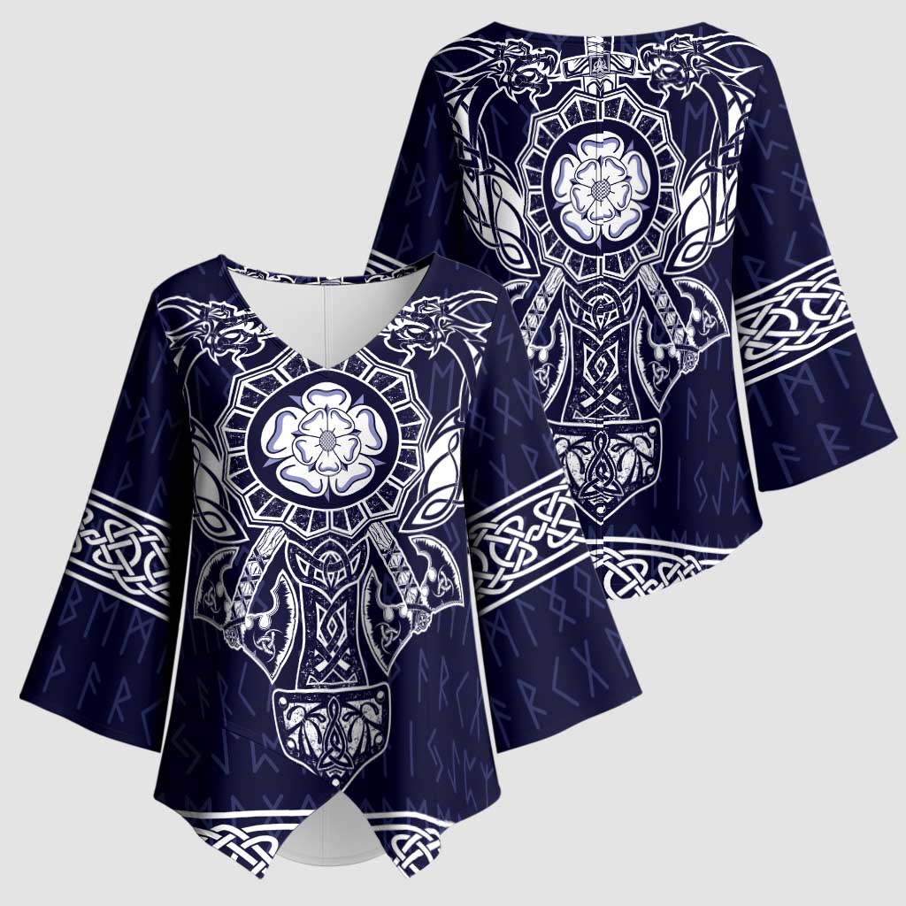 Vikings from Yorkshire Kimono Sleeve Blouse Blue Spirit of Jorvik - Wonder Print Shop