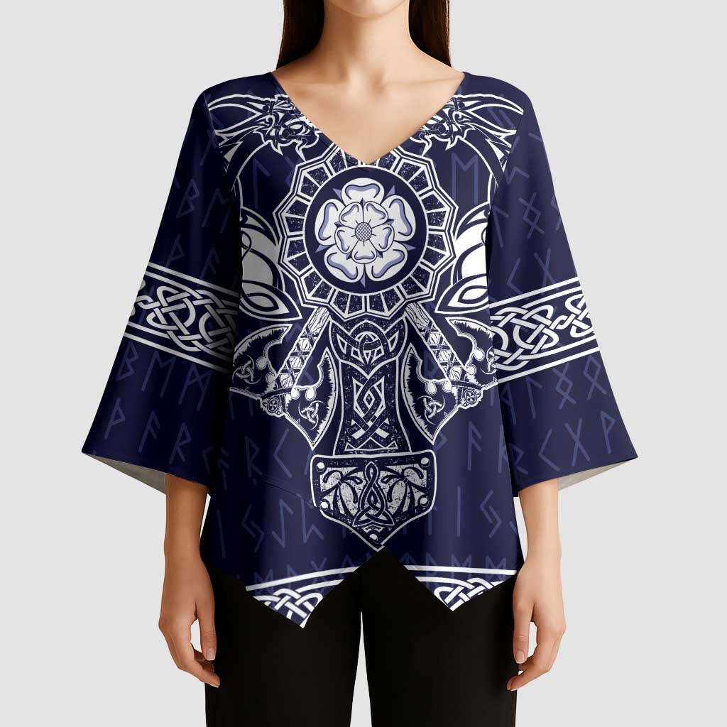 Vikings from Yorkshire Kimono Sleeve Blouse Blue Spirit of Jorvik - Wonder Print Shop