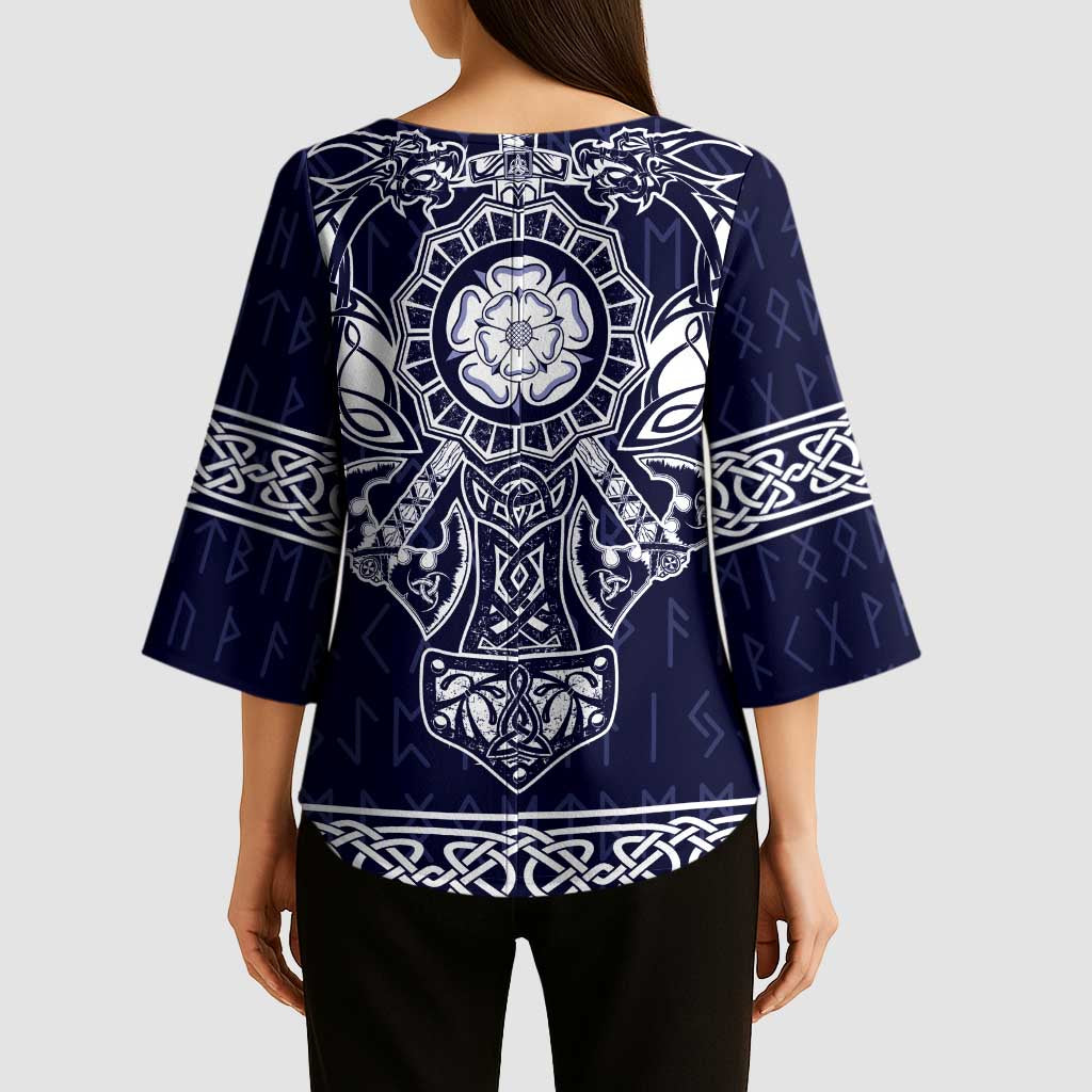 Vikings from Yorkshire Kimono Sleeve Blouse Blue Spirit of Jorvik - Wonder Print Shop