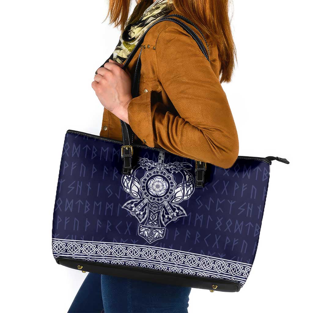 Vikings from Yorkshire Leather Tote Bag Blue Spirit of Jorvik - Wonder Print Shop