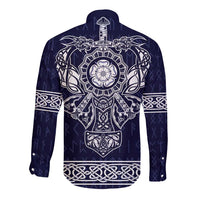 Vikings from Yorkshire Long Sleeve Button Shirt Blue Spirit of Jorvik - Wonder Print Shop