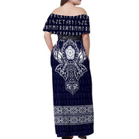 Vikings from Yorkshire Off Shoulder Maxi Dress Blue Spirit of Jorvik - Wonder Print Shop