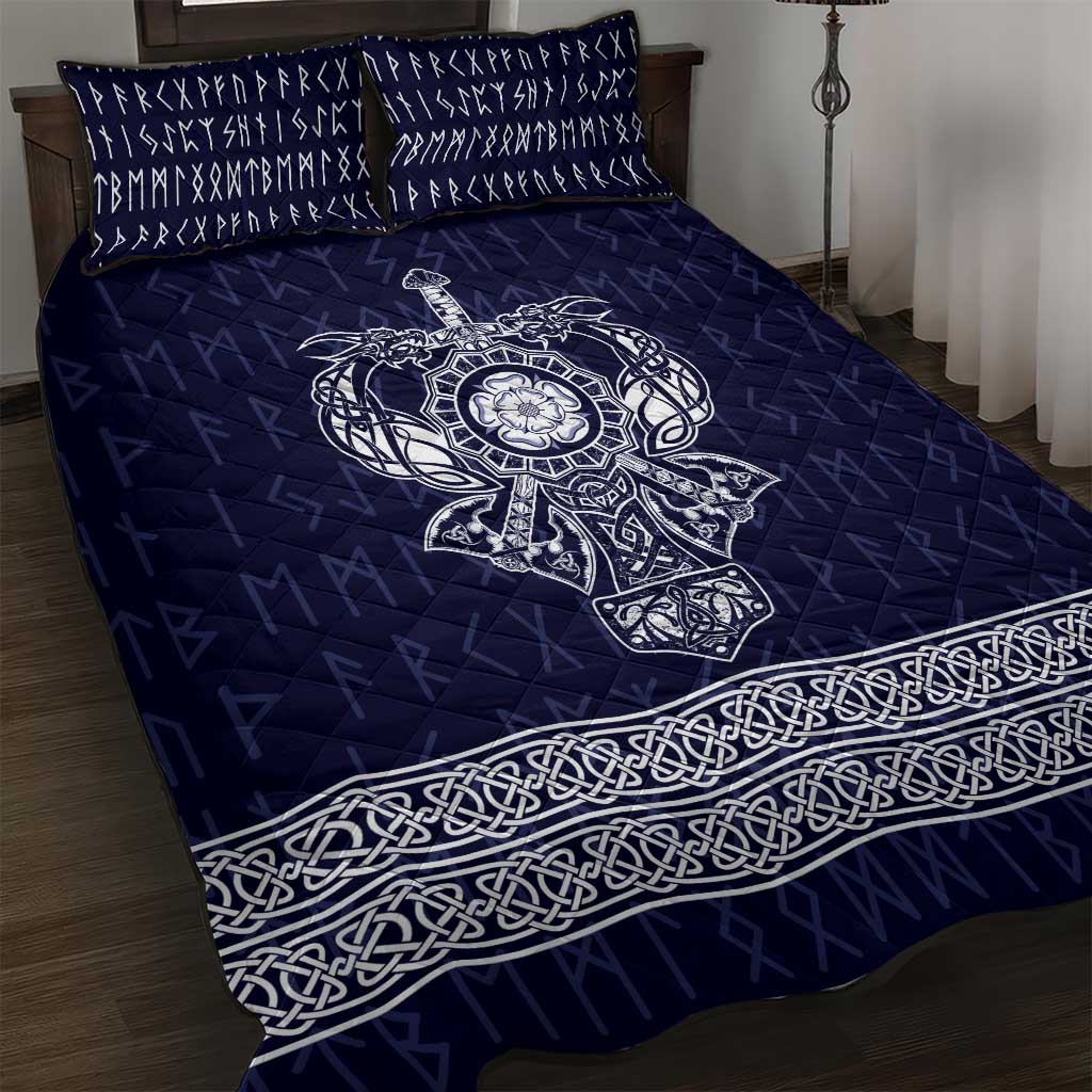 Vikings from Yorkshire Quilt Bed Set Blue Spirit of Jorvik - Wonder Print Shop