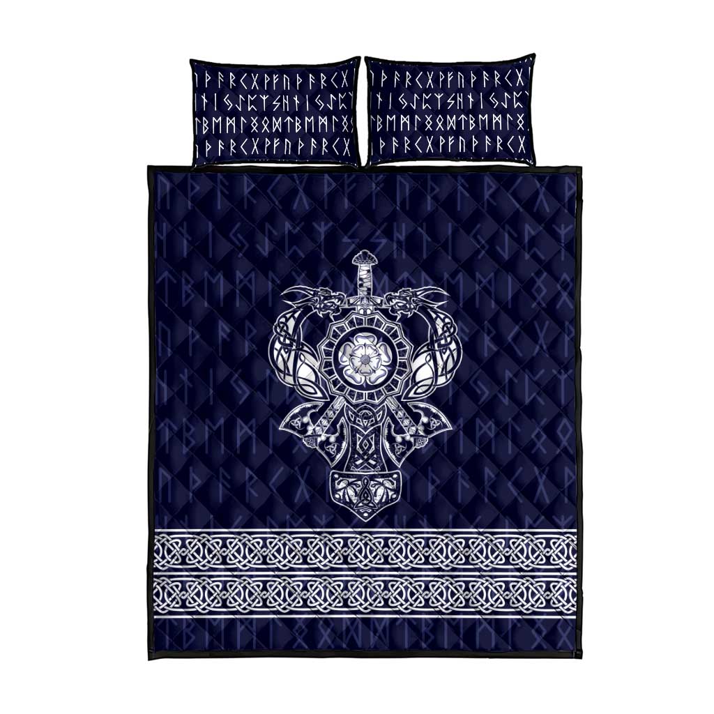Vikings from Yorkshire Quilt Bed Set Blue Spirit of Jorvik - Wonder Print Shop