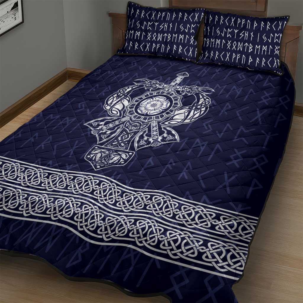 Vikings from Yorkshire Quilt Bed Set Blue Spirit of Jorvik - Wonder Print Shop