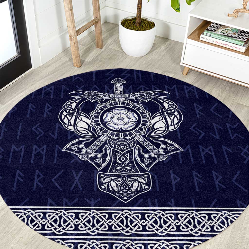 Vikings from Yorkshire Round Carpet Blue Spirit of Jorvik - Wonder Print Shop