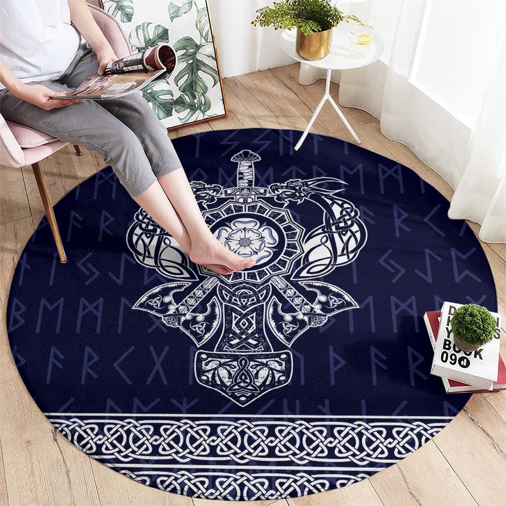 Vikings from Yorkshire Round Carpet Blue Spirit of Jorvik - Wonder Print Shop