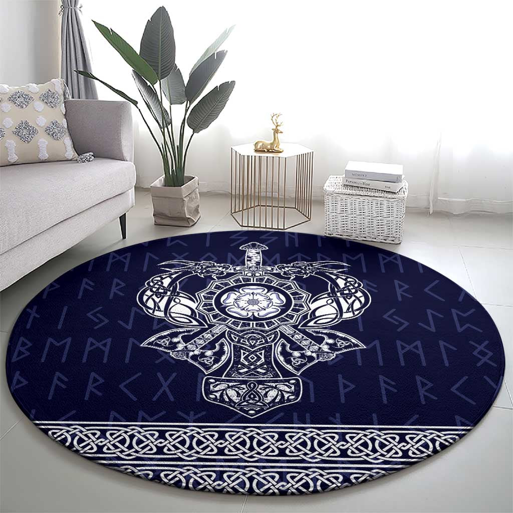 Vikings from Yorkshire Round Carpet Blue Spirit of Jorvik - Wonder Print Shop
