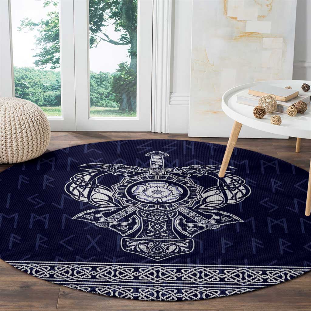 Vikings from Yorkshire Round Carpet Blue Spirit of Jorvik - Wonder Print Shop