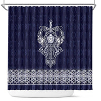 Vikings from Yorkshire Shower Curtain Blue Spirit of Jorvik - Wonder Print Shop
