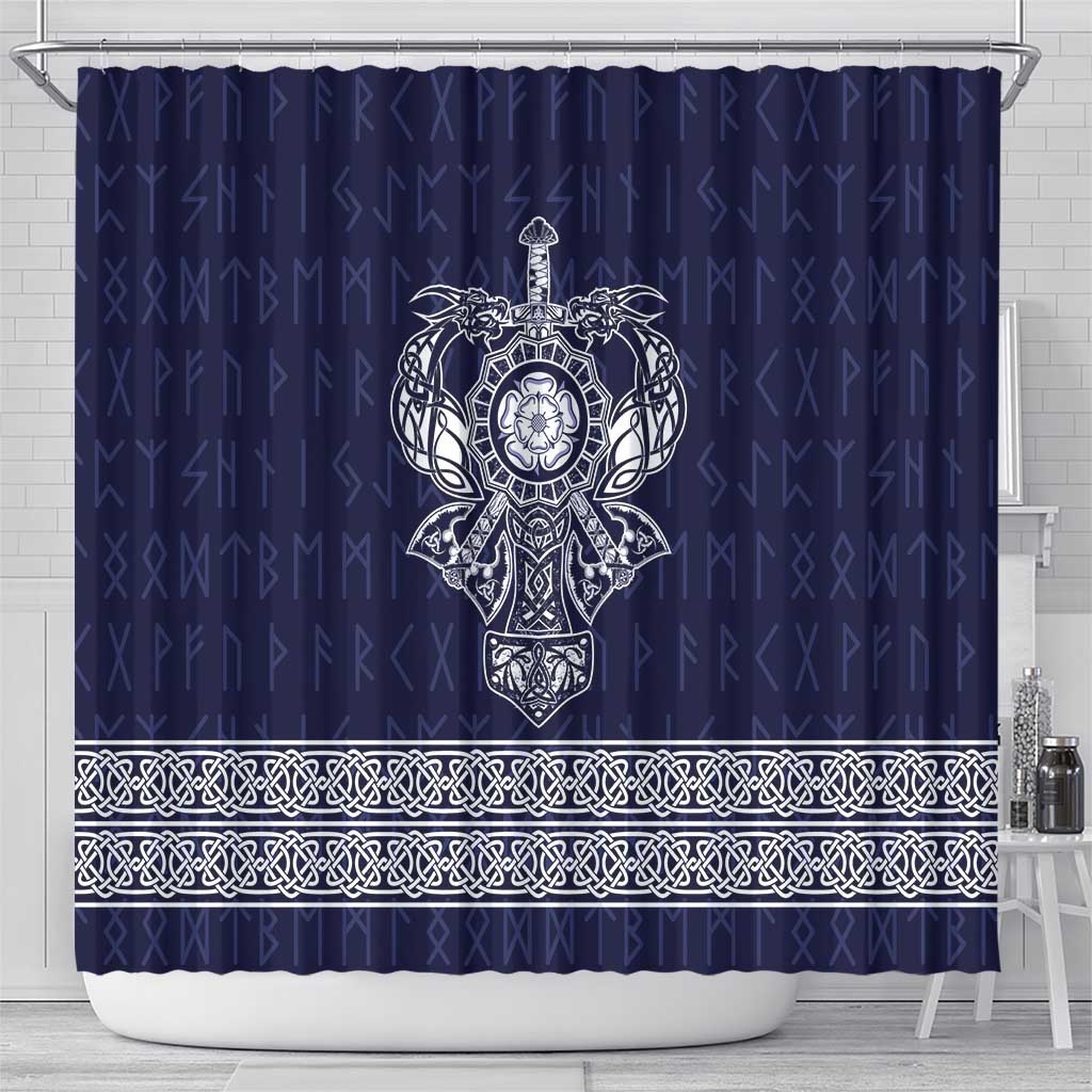 Vikings from Yorkshire Shower Curtain Blue Spirit of Jorvik - Wonder Print Shop