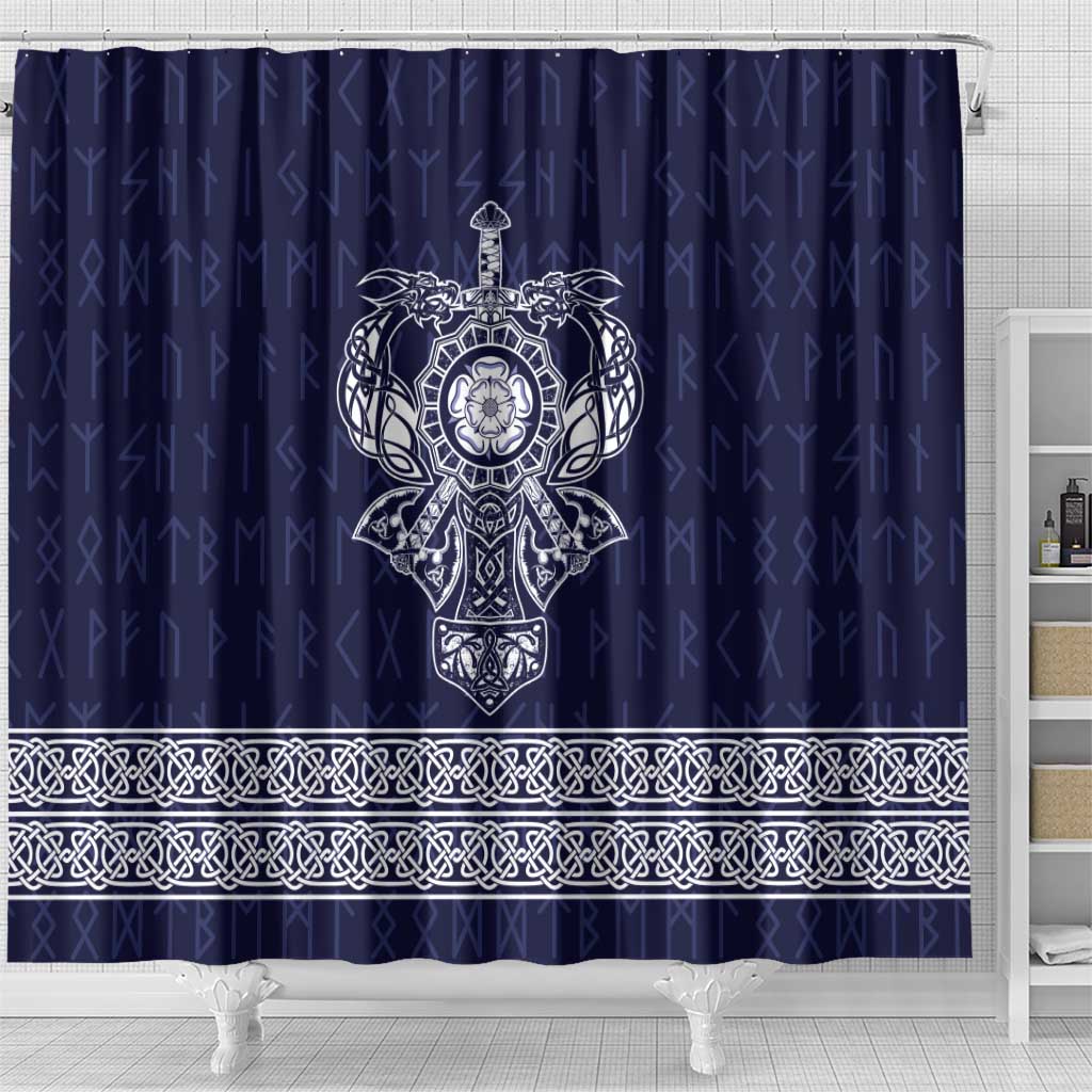 Vikings from Yorkshire Shower Curtain Blue Spirit of Jorvik - Wonder Print Shop