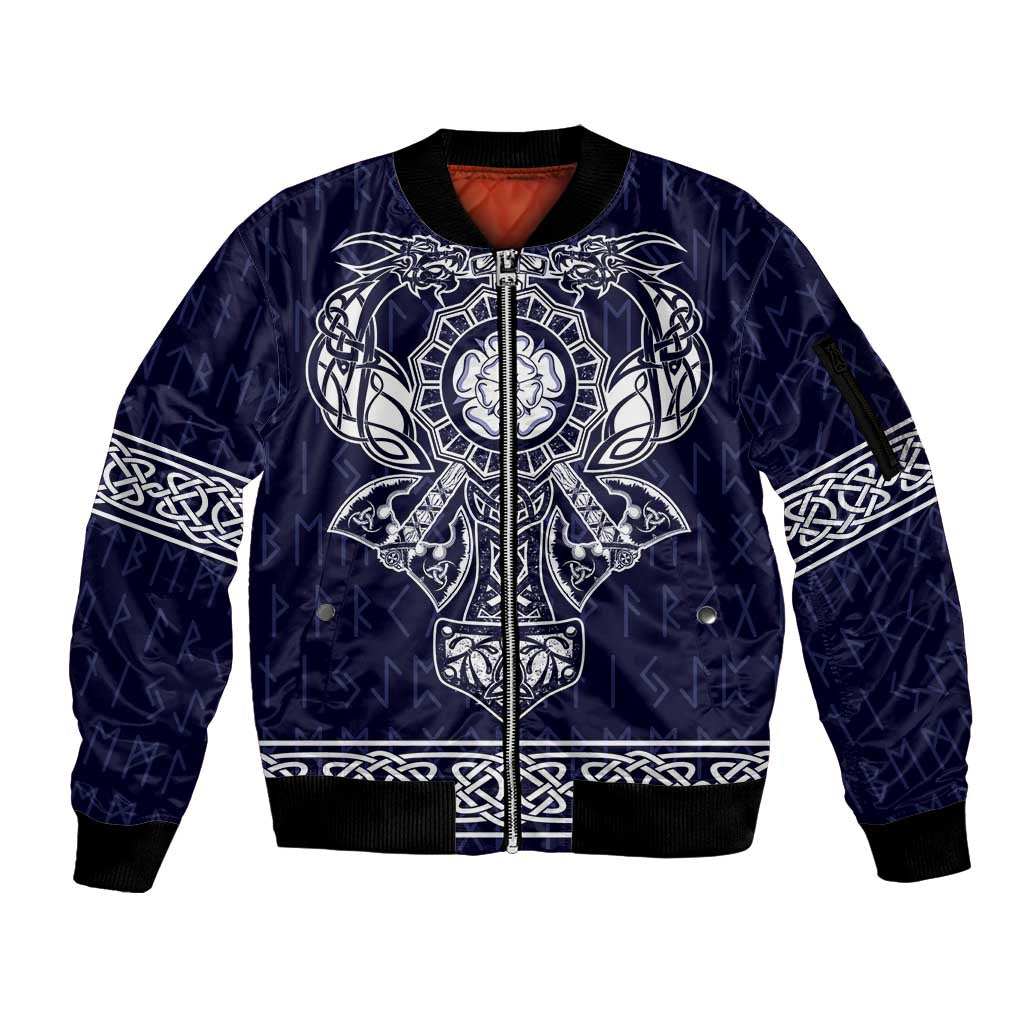 Vikings from Yorkshire Sleeve Zip Bomber Jacket Blue Spirit of Jorvik - Wonder Print Shop