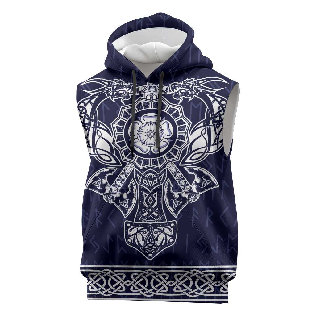 Vikings from Yorkshire Sleeveless Hoodie Blue Spirit of Jorvik - Wonder Print Shop