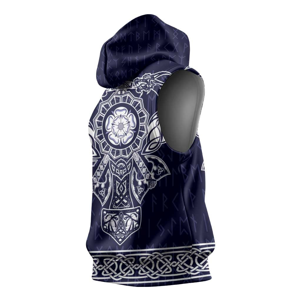 Vikings from Yorkshire Sleeveless Hoodie Blue Spirit of Jorvik - Wonder Print Shop