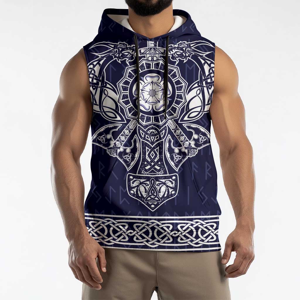 Vikings from Yorkshire Sleeveless Hoodie Blue Spirit of Jorvik - Wonder Print Shop