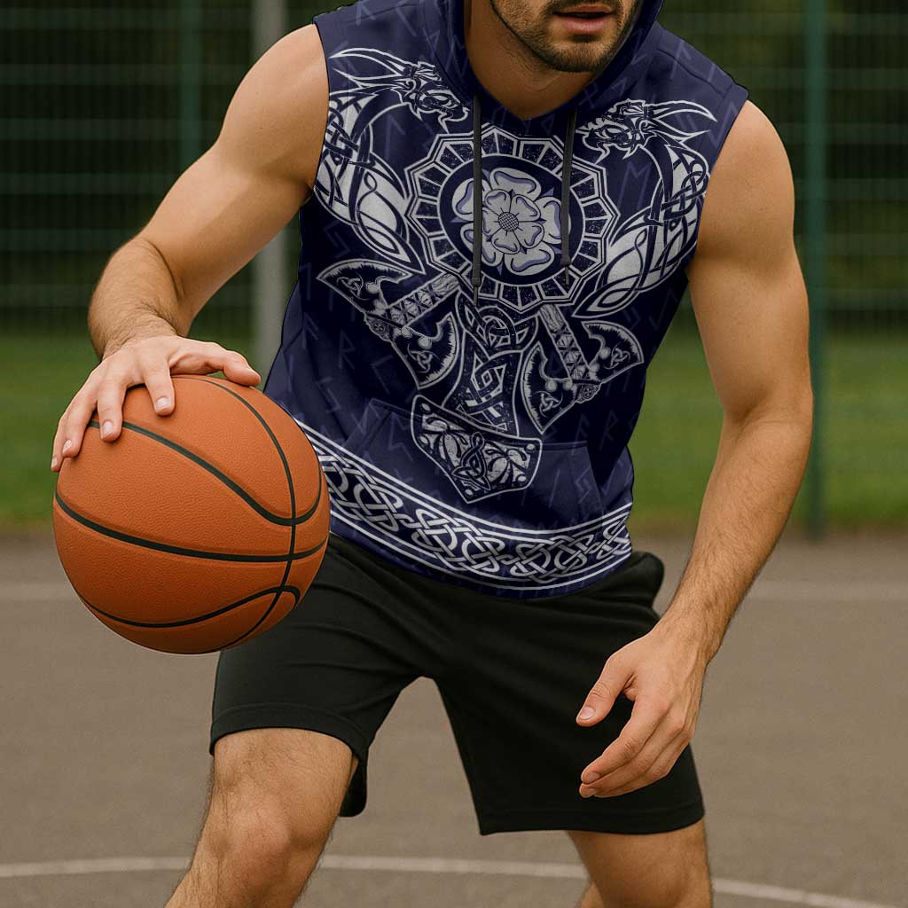 Vikings from Yorkshire Sleeveless Hoodie Blue Spirit of Jorvik - Wonder Print Shop