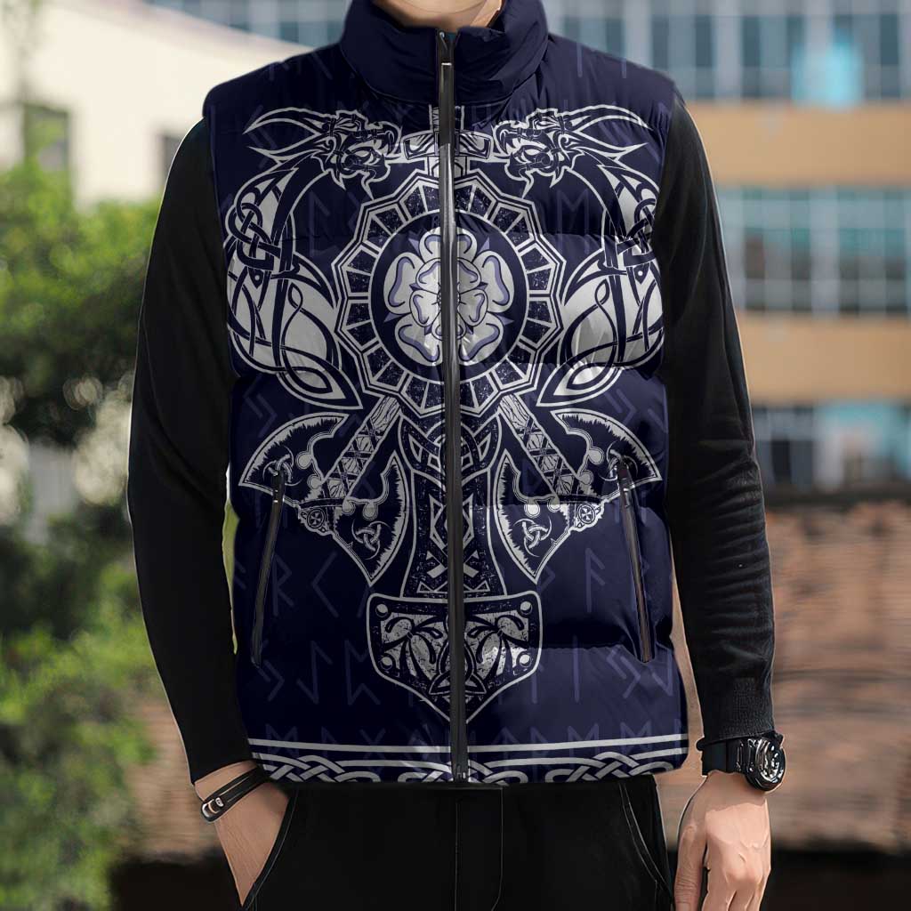 Vikings from Yorkshire Sleeveless Puffer Jacket Blue Spirit of Jorvik - Wonder Print Shop
