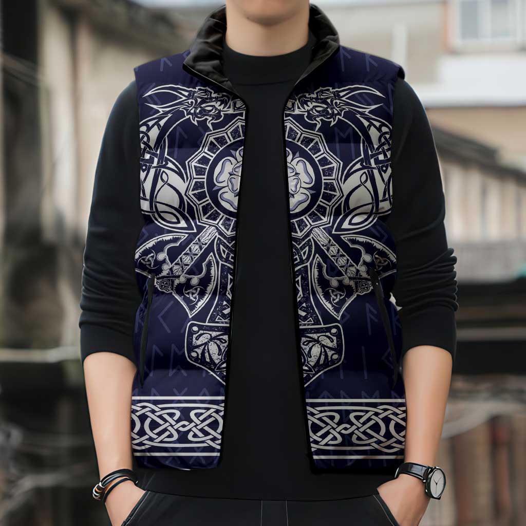 Vikings from Yorkshire Sleeveless Puffer Jacket Blue Spirit of Jorvik - Wonder Print Shop