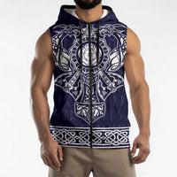 Vikings from Yorkshire Sleeveless Zip Hoodie Blue Spirit of Jorvik - Wonder Print Shop