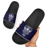 Vikings from Yorkshire Slide Sandals Blue Spirit of Jorvik - Wonder Print Shop
