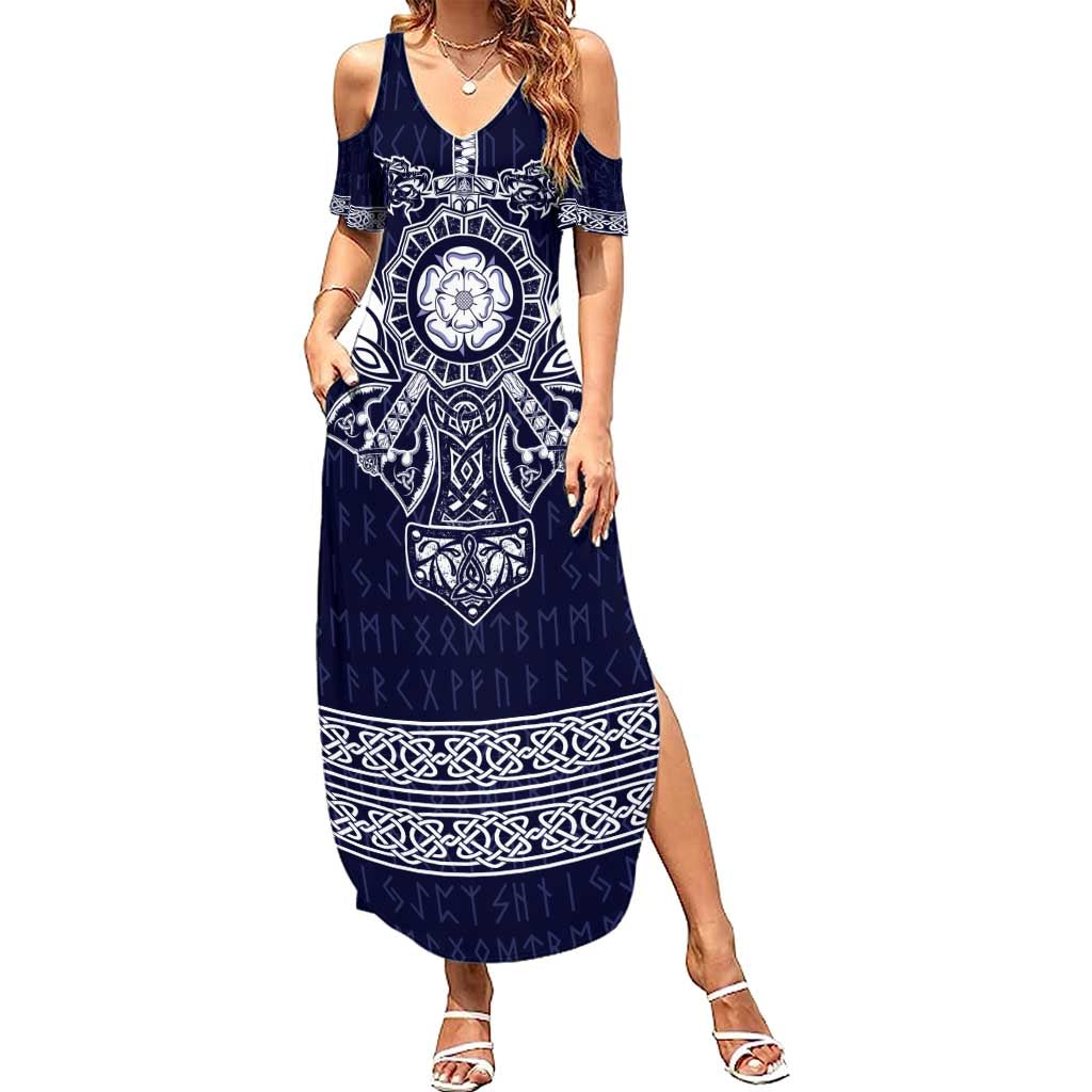 Vikings from Yorkshire Summer Maxi Dress Blue Spirit of Jorvik - Wonder Print Shop