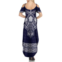 Vikings from Yorkshire Summer Maxi Dress Blue Spirit of Jorvik - Wonder Print Shop