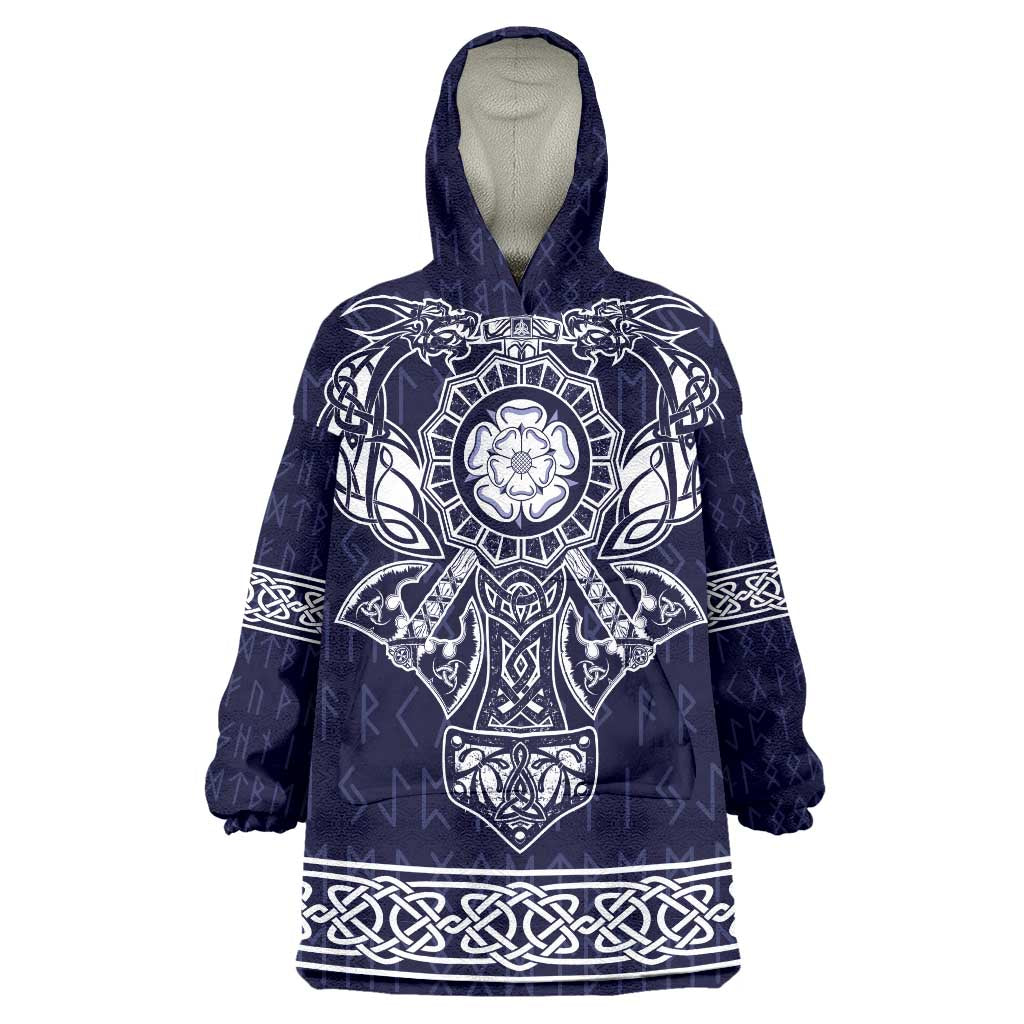 Vikings from Yorkshire Wearable Blanket Hoodie Blue Spirit of Jorvik - Wonder Print Shop