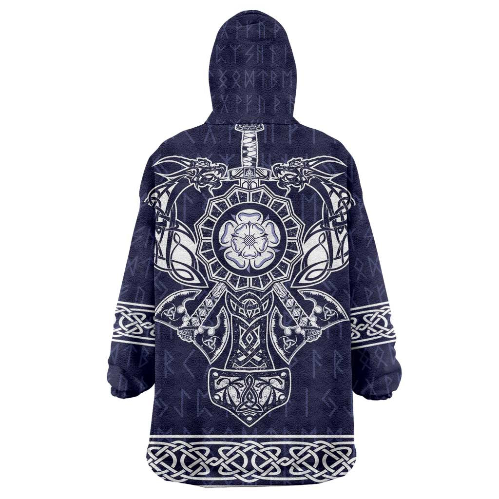 Vikings from Yorkshire Wearable Blanket Hoodie Blue Spirit of Jorvik - Wonder Print Shop