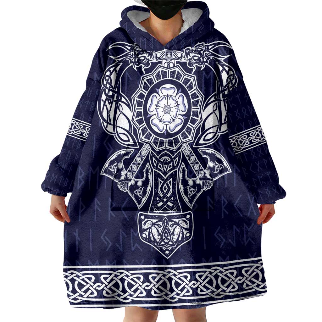 Vikings from Yorkshire Wearable Blanket Hoodie Blue Spirit of Jorvik - Wonder Print Shop