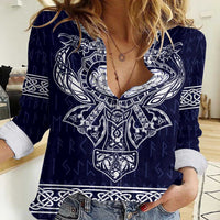 Vikings from Yorkshire Women Casual Shirt Blue Spirit of Jorvik - Wonder Print Shop