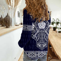 Vikings from Yorkshire Women Casual Shirt Blue Spirit of Jorvik - Wonder Print Shop