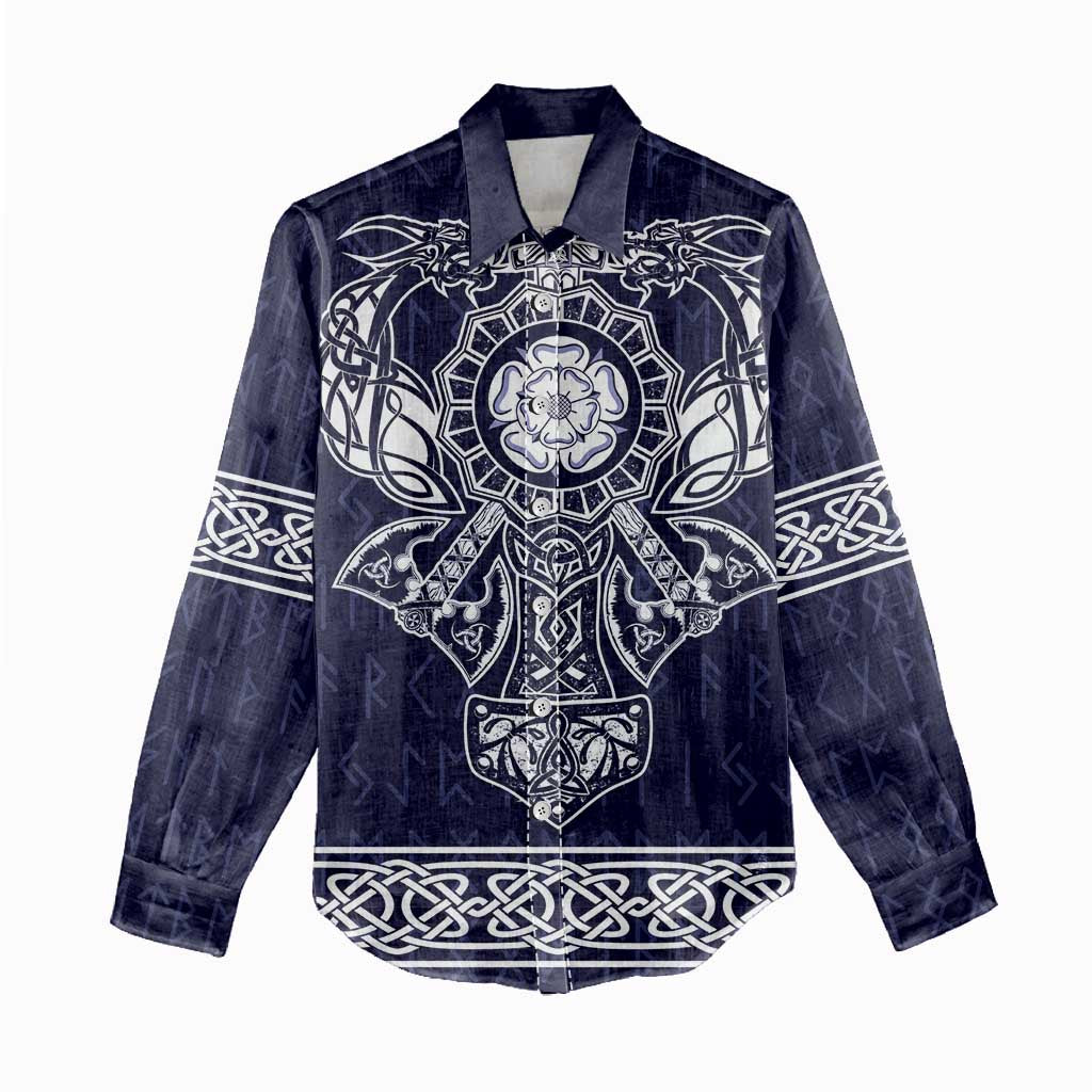 Vikings from Yorkshire Women Casual Shirt Blue Spirit of Jorvik - Wonder Print Shop