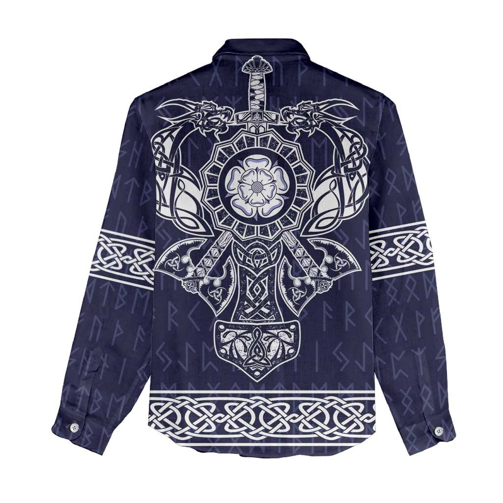 Vikings from Yorkshire Women Casual Shirt Blue Spirit of Jorvik - Wonder Print Shop