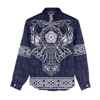 Vikings from Yorkshire Women Casual Shirt Blue Spirit of Jorvik - Wonder Print Shop