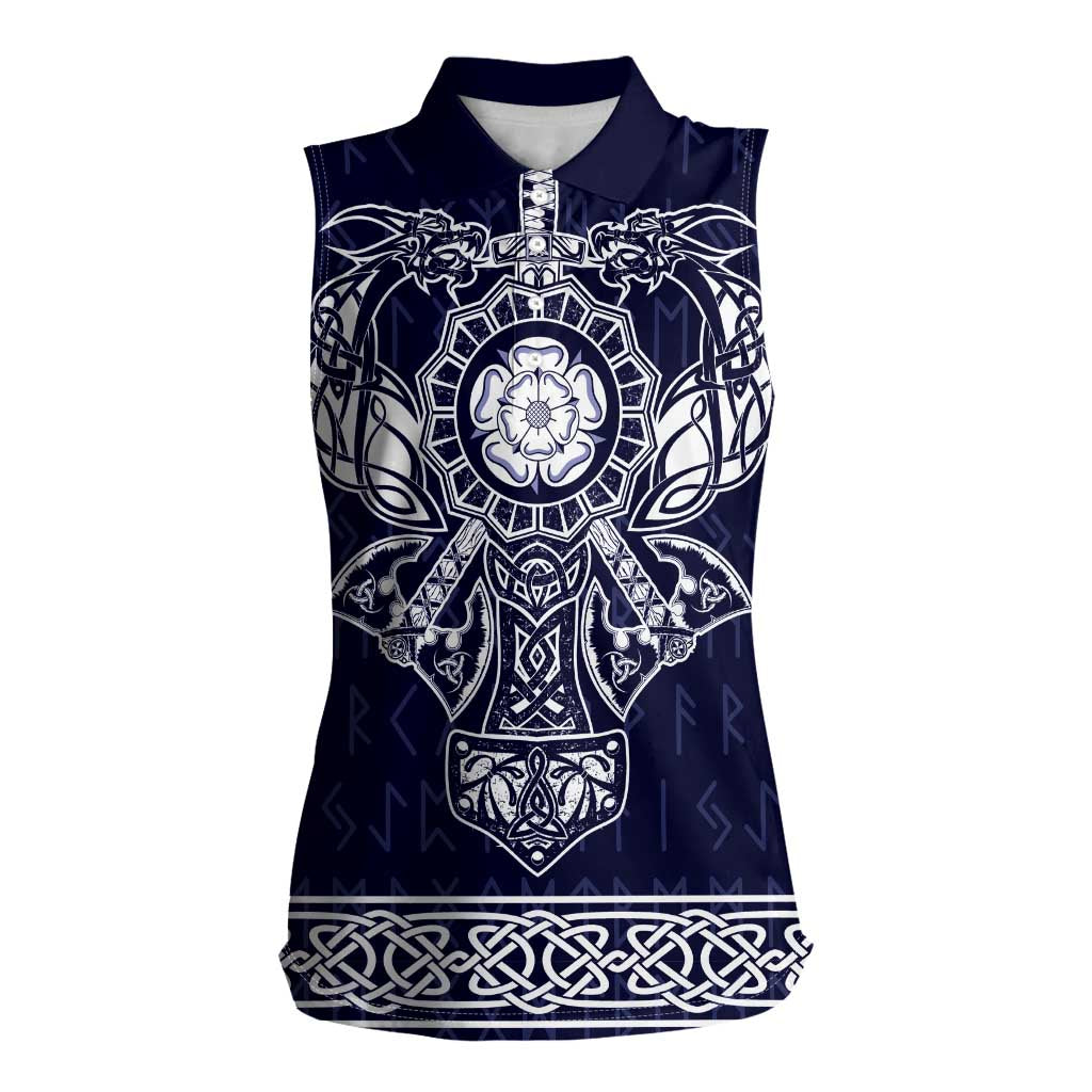 Vikings from Yorkshire Women Sleeveless Polo Shirt Blue Spirit of Jorvik - Wonder Print Shop