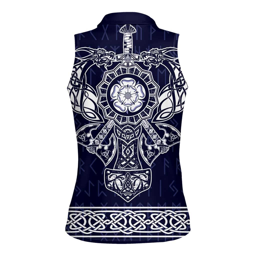 Vikings from Yorkshire Women Sleeveless Polo Shirt Blue Spirit of Jorvik - Wonder Print Shop