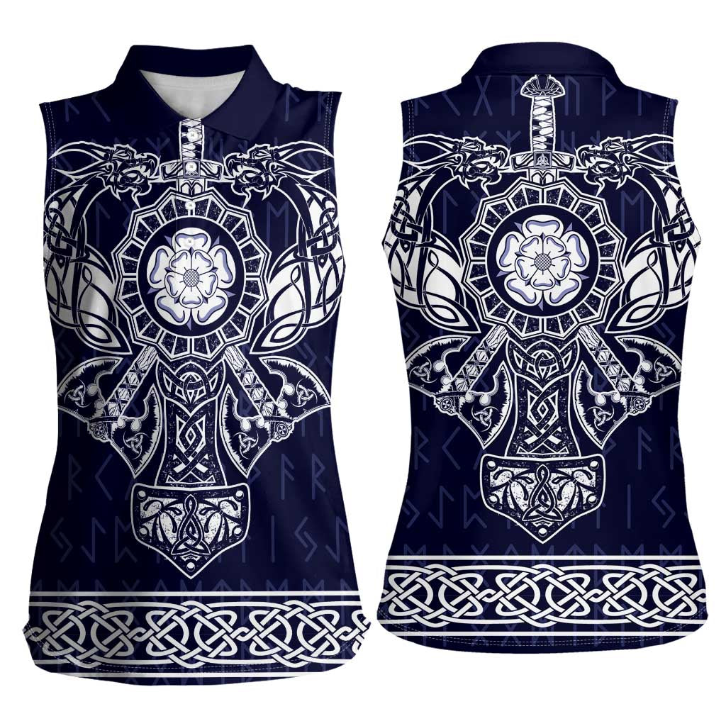 Vikings from Yorkshire Women Sleeveless Polo Shirt Blue Spirit of Jorvik - Wonder Print Shop