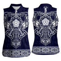 Vikings from Yorkshire Women Sleeveless Polo Shirt Blue Spirit of Jorvik - Wonder Print Shop