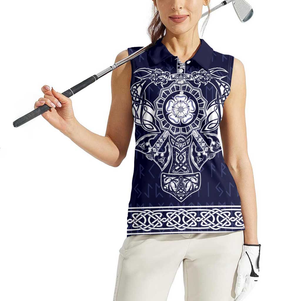 Vikings from Yorkshire Women Sleeveless Polo Shirt Blue Spirit of Jorvik - Wonder Print Shop