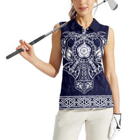 Vikings from Yorkshire Women Sleeveless Polo Shirt Blue Spirit of Jorvik - Wonder Print Shop