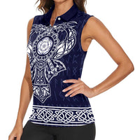 Vikings from Yorkshire Women Sleeveless Polo Shirt Blue Spirit of Jorvik - Wonder Print Shop