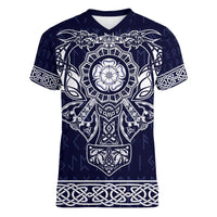 Vikings from Yorkshire Women V-Neck T-Shirt Blue Spirit of Jorvik - Wonder Print Shop