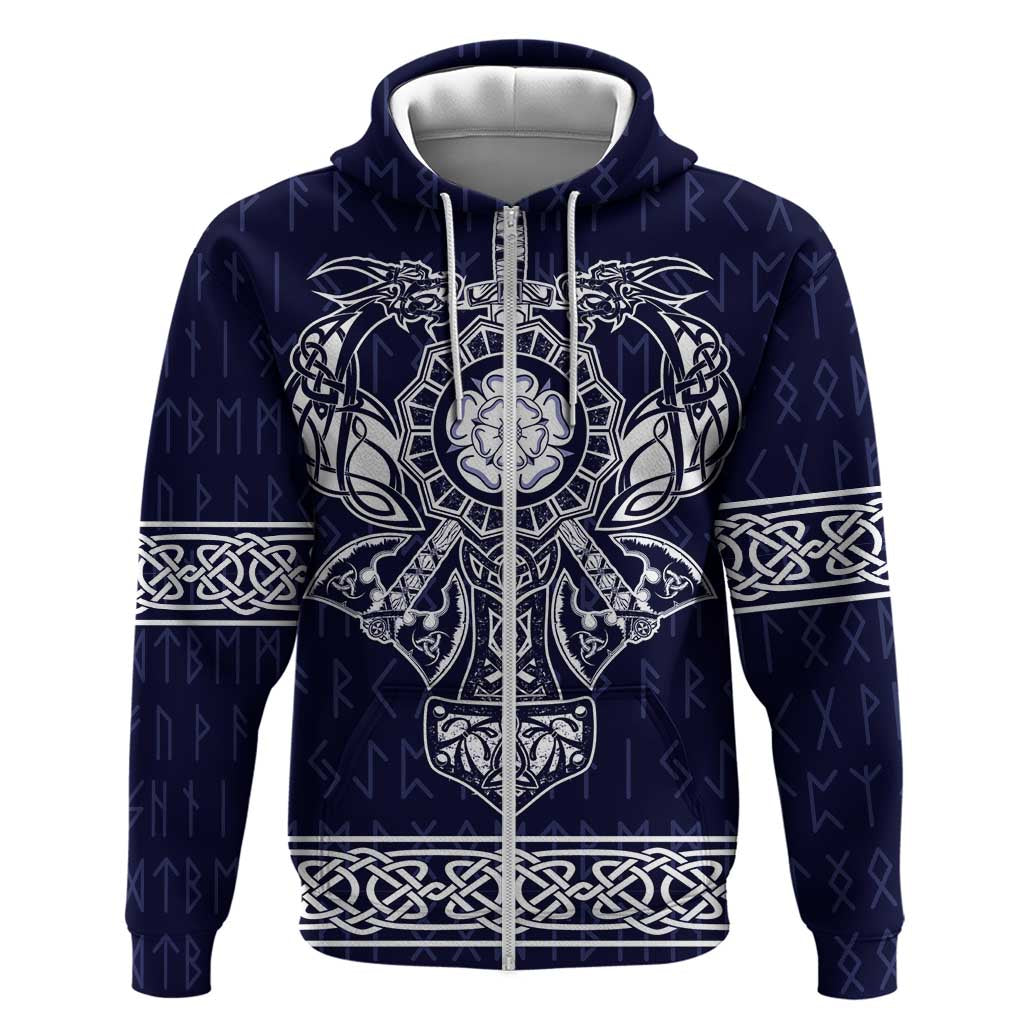 Vikings from Yorkshire Zip Hoodie Blue Spirit of Jorvik - Wonder Print Shop