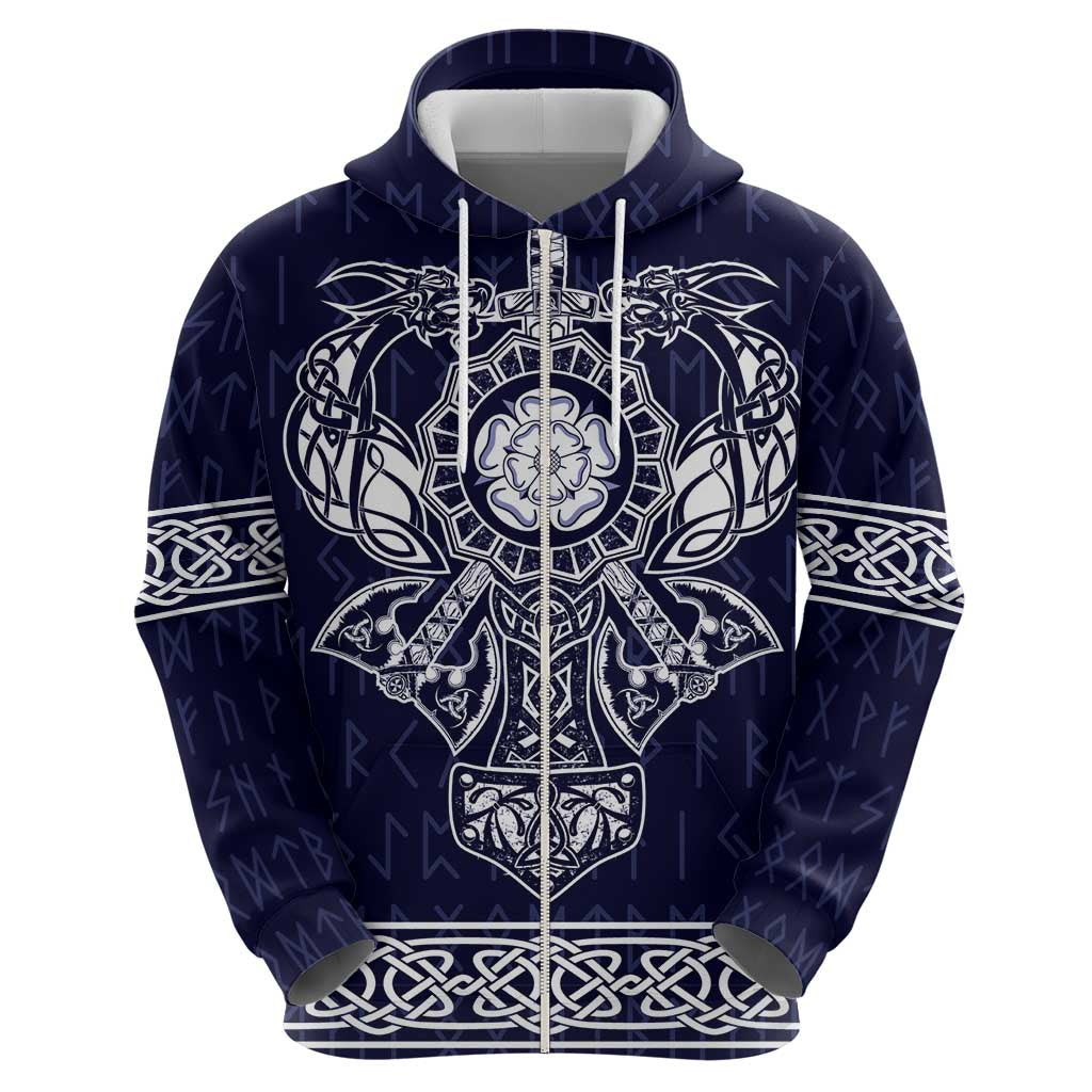 Vikings from Yorkshire Zip Hoodie Blue Spirit of Jorvik - Wonder Print Shop