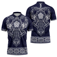 Vikings from Yorkshire Zipper Polo Shirt Blue Spirit of Jorvik - Wonder Print Shop