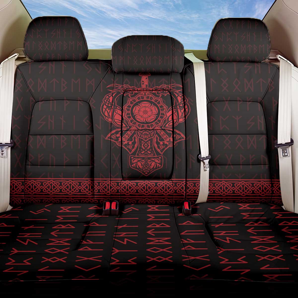 Vikings from Yorkshire Back Car Seat Cover Red Spirit of Jorvik - Wonder Print Shop