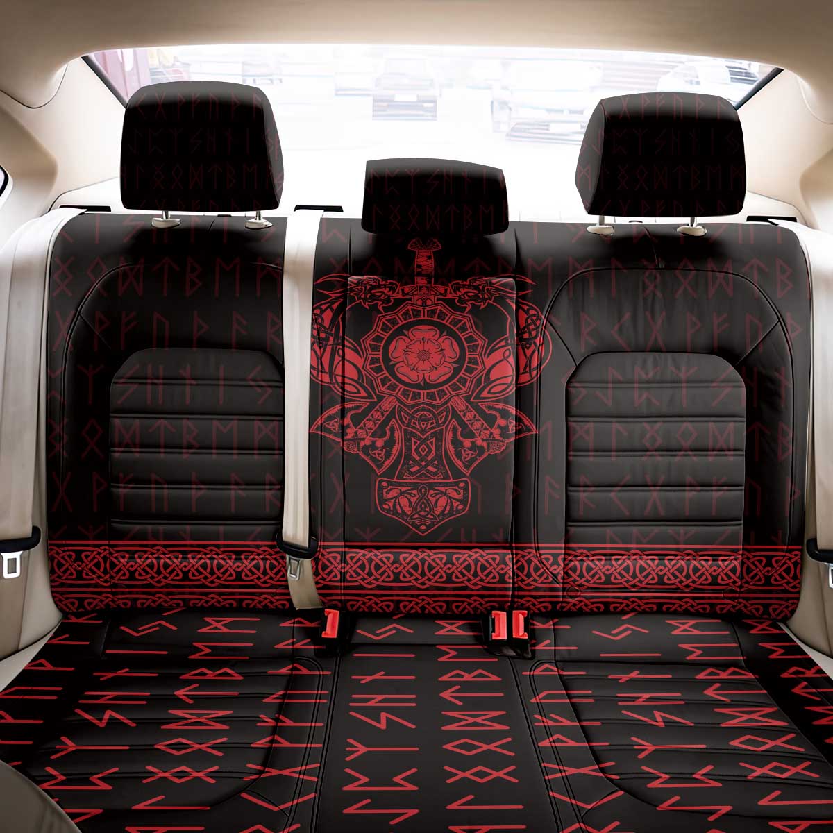 Vikings from Yorkshire Back Car Seat Cover Red Spirit of Jorvik - Wonder Print Shop