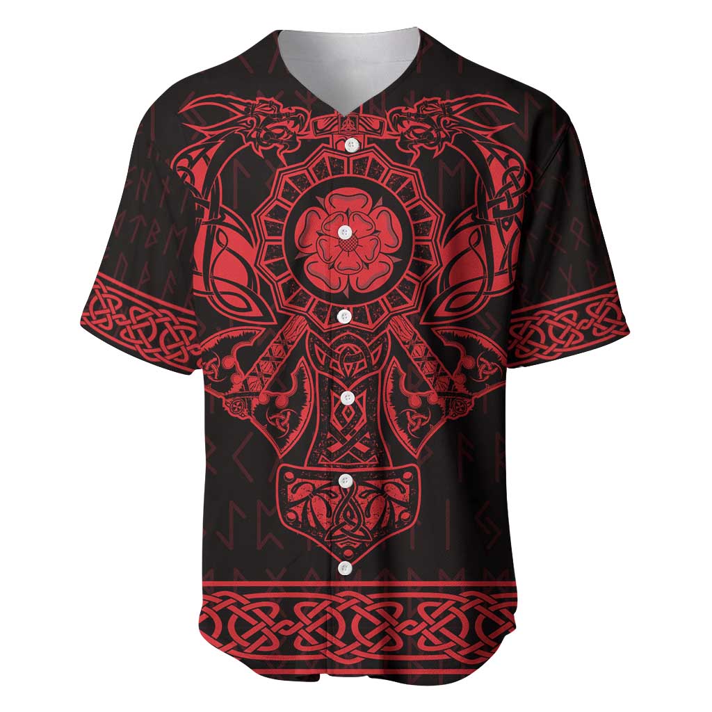 Vikings from Yorkshire Baseball Jersey Red Spirit of Jorvik - Wonder Print Shop